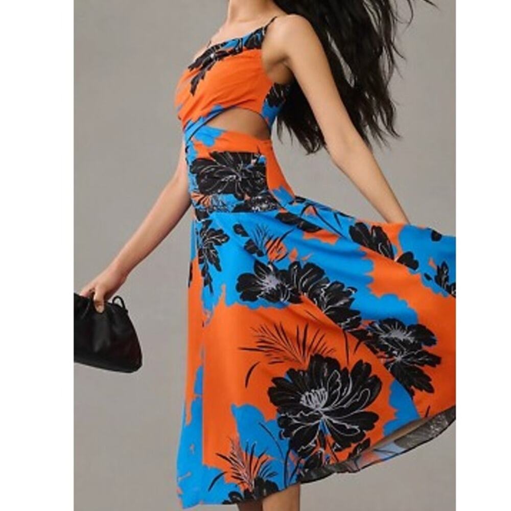 Anthropologie x Plenty by Tracy Reese Printed Asymmetrical Cutout Dress Sl